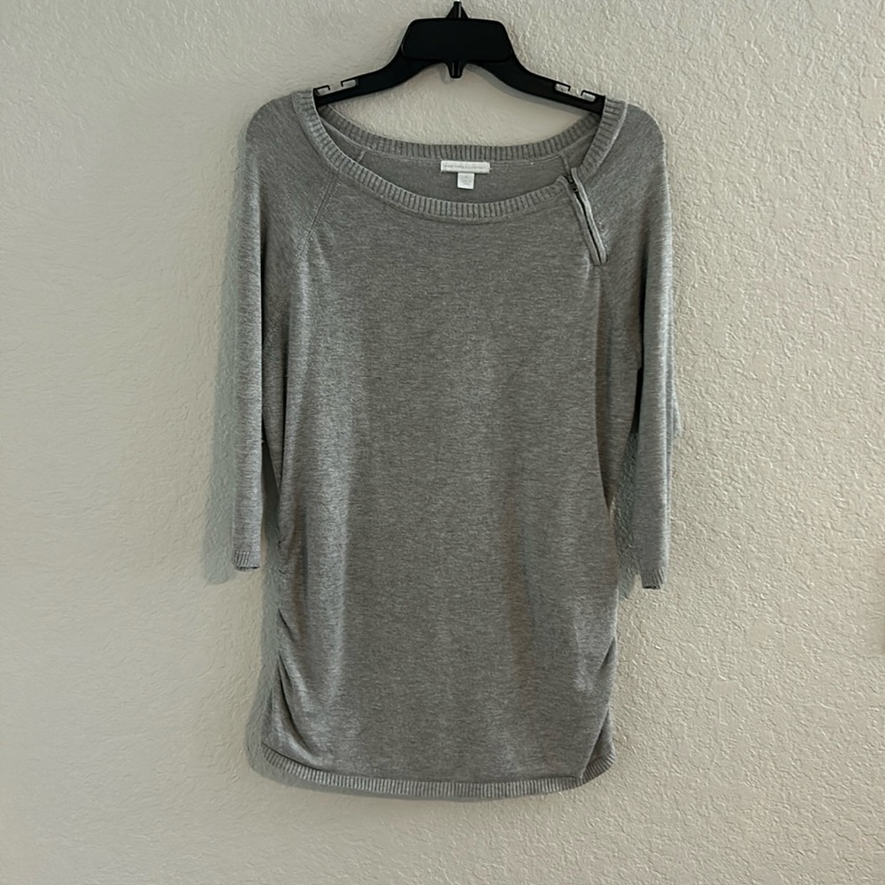 Pretty grey scrunch sides quarter sleeve sweater